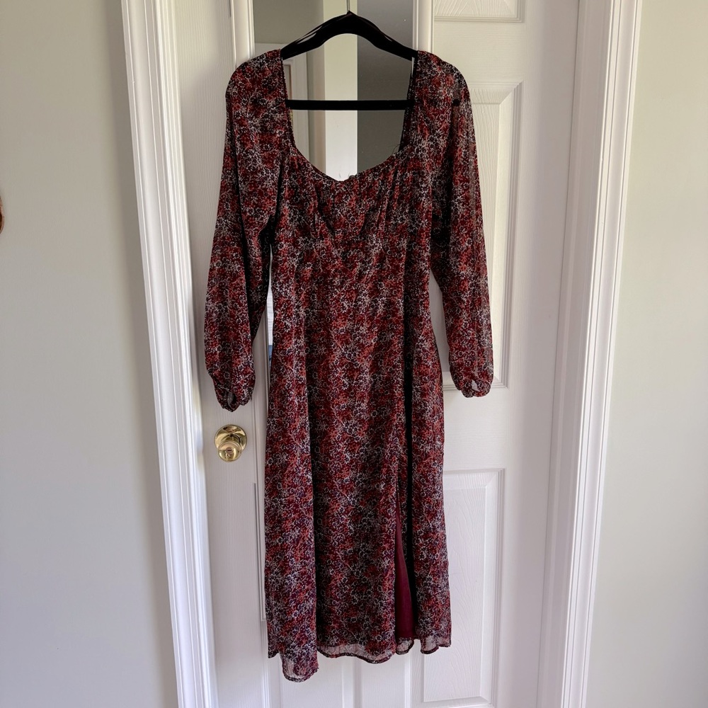 Floral long sleeve midi dress